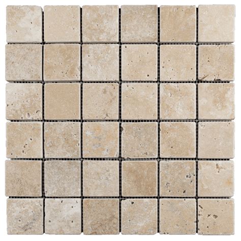 2x2 Walnut Travertine Mosaic Tile Tumbled Dw Tile And Stone