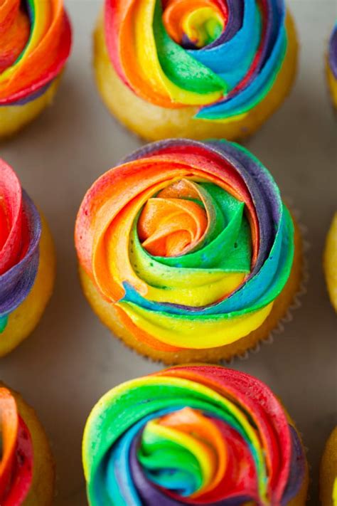 Easy Rainbow Buttercream Cupcakes Mom Loves Baking