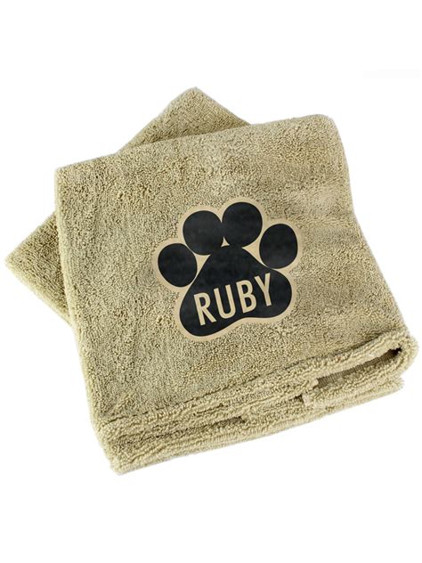 Personalised Paw Print Brown Microfiber Pet Towel Novelties Parties