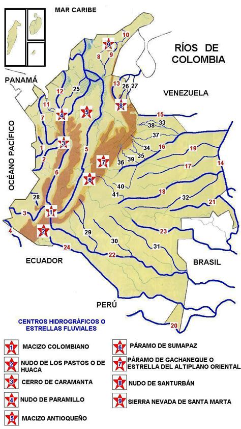 Colombia Bella Mapa De Los Centros Hidrográficos De Colombia