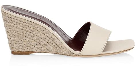 Staud Billie Leather Espadrille Wedge Sandals In Cream Natural Natural