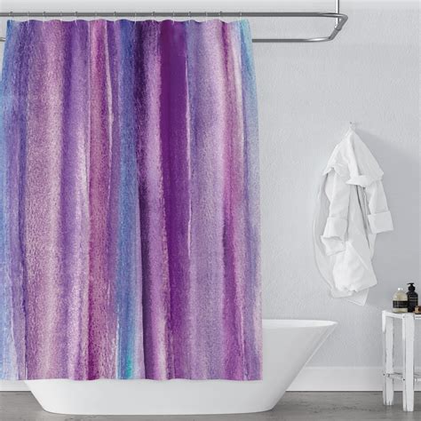 Purple Watercolor Stripes Shower Curtain Purple Shower Curtain