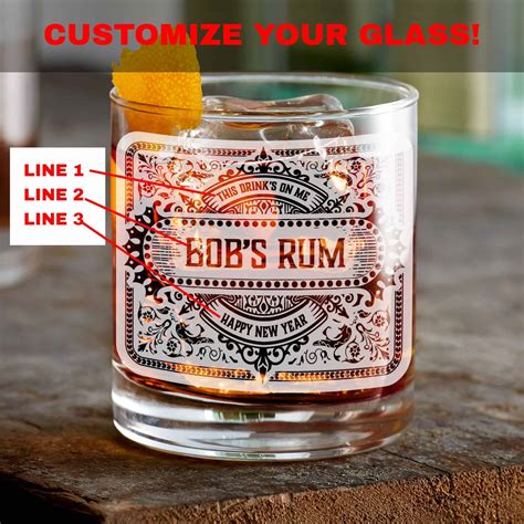 Personalized Rum Glass Etched Whiskey Glass