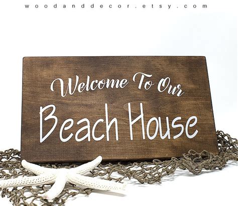 Welcome To Our Beach House Sign Wood Decor Wood Sign Beach Etsy
