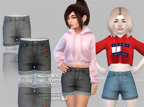 High Waist Shorts Kids For The Sims 4