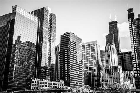 Downtown Chicago Buildings In Black And White Photograph By Paul Velgos