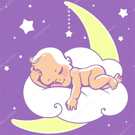 Bebé Durmiendo En La Luna Vector Gráfico Vectorial © Natoushe Imagen