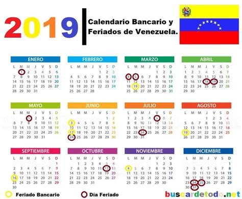 Calendario Bancario Y Feriados De Venezuela 2019 Calendario