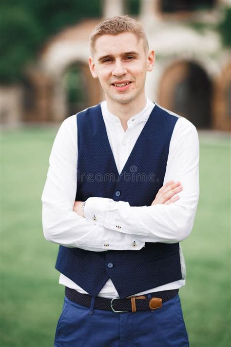 Headshot Portrait Of Young Man Smiling Isolated On Outside Outdoors