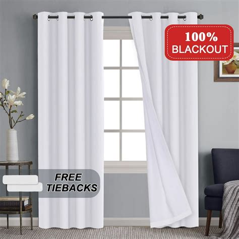 Hversailtex 100 Blackout White Curtains 96 Inches Long Full Light