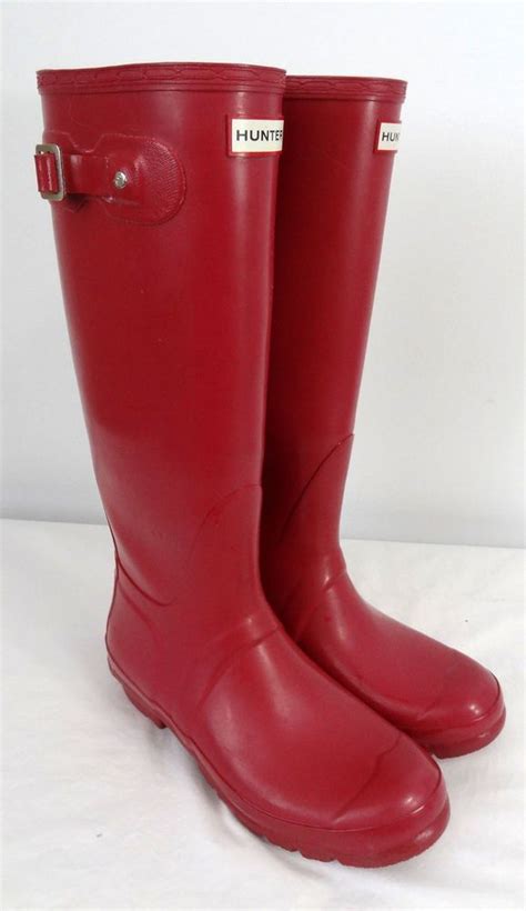 Hunter Rubber Rain Boots Shoes Womens Size 9 Us 7 Uk Fuschia Tall Gloss