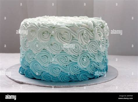 Blue Rose Swirl Cake Buttercream Isolated Stock Photo Alamy