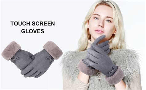 oopor womens winter warm driving gloves touch screen fleece lining outdoor sports thermal