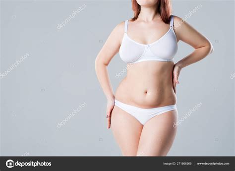 Plus Size Model In Black Lingerie Overweight Female Body Fat Woman With Flabby Stomach