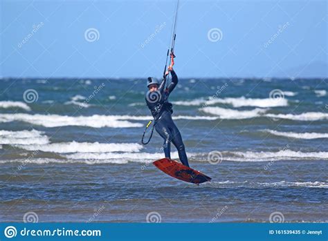 Troon beach is situated south of barassie. Kitesurfer Riding Off Barassie Beach, Troon Stock Image ...