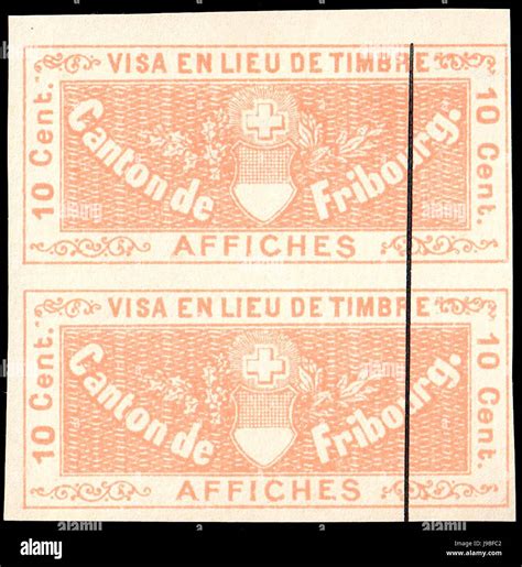 Switzerland Fribourg 1882 Poster Revenue 10c S1 Pair Stock Photo Alamy