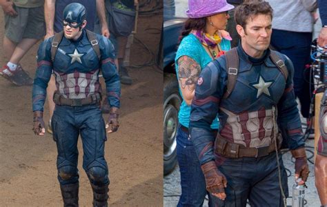 Chris Evans And His Stunt Double On The Set Of Captain America Civil