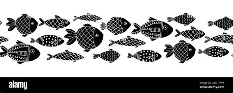Fish Border Clip Art Black And White