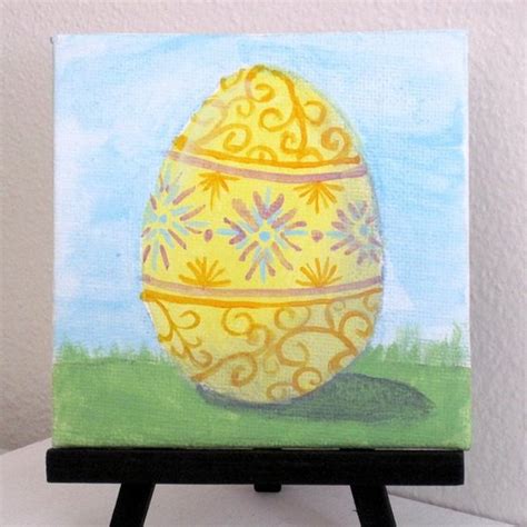 Easter Egg Iii 4x4 Original Acrylic Painting On Canvas Board W