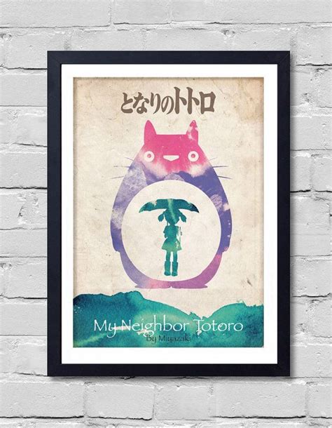 Hayao Miyazaki Minimalist Movie Poster Set Howls Moving Castle My Neighbor Totoro Spirited