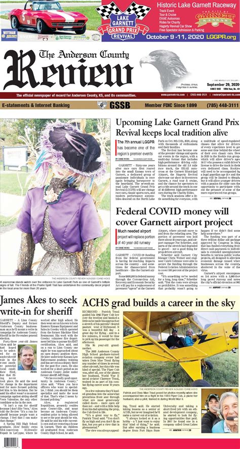 Article In Anderson County Review Lake Garnett Grand Prix Revivial