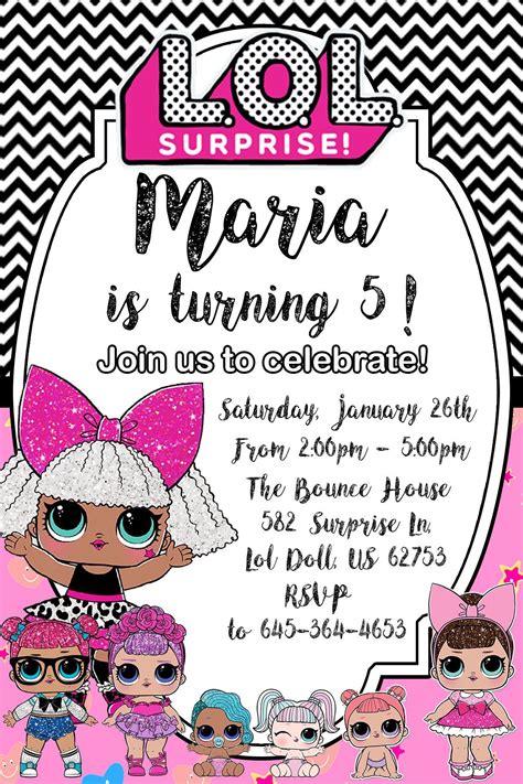 Personalized Digital Lol Surprise Dolls Birthday Party Invitation Diy