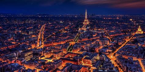 картинки линия горизонта ночь Эйфелева башня Париж небоскреб