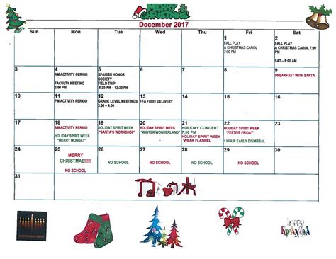 December Events Calendar Clearfield Area Jr Sr High School