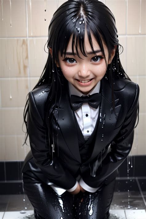 Adorable Asian Girls In Suit Playground