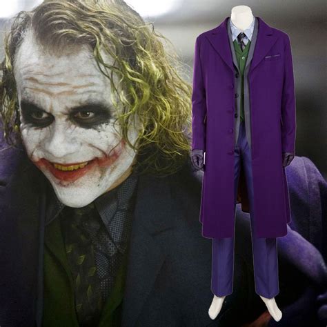 Batman Dark Knight Rise Joker Heath Ledger Purple Suit Arthur Fleck Halloween Cosplay Costume
