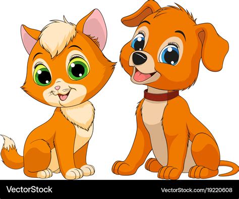 Kitten And Puppy Friends Royalty Free Vector Image