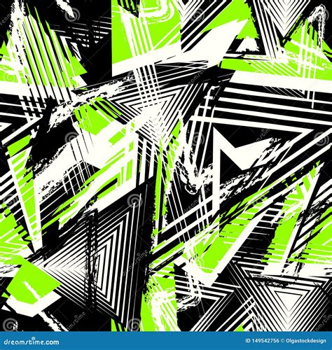 Vector Abstract Seamless Geometric Pattern Modern Urban Art Grunge Texture Stock Vector