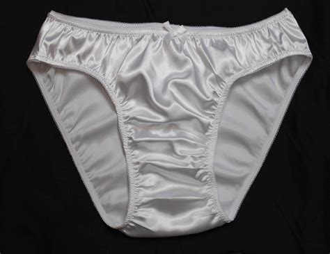 White Charmeuse Satin Panties Adult Sissy High Leg Beautiful Shiny Silky