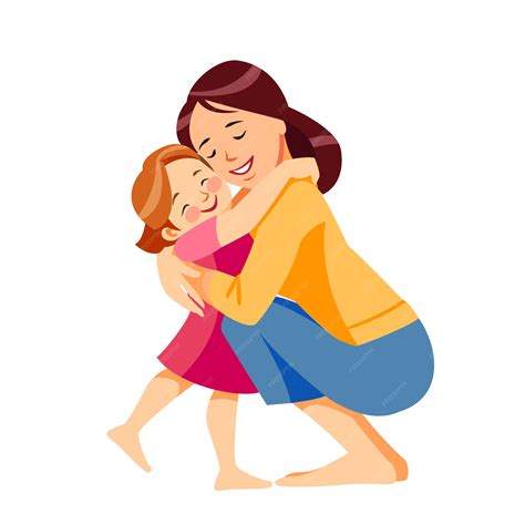 Premium Vector Mother And Child Mom Hugging Her Daughter With A Lot