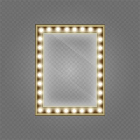espelho de maquiagem isolado com luzes douradas espelho no quadro com luzes de maquiagem leve