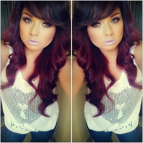 The result is a dark mahogany brown with hints of gold. dark purple ombre | Hair color plum, Red hair color, Red ...