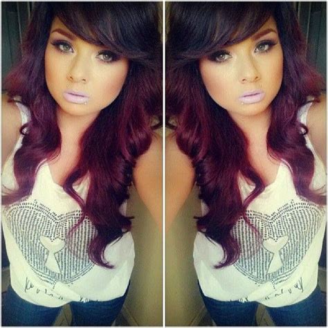 The result is a dark mahogany brown with hints of gold. dark purple ombre | Hair color plum, Red hair color, Red ...