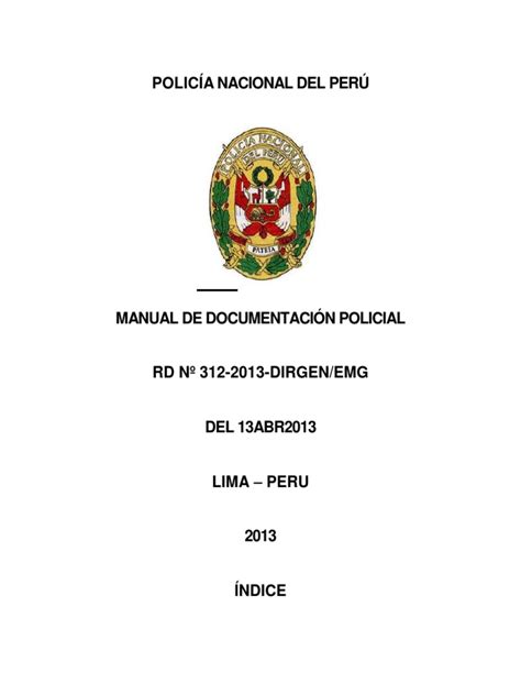 The peruvian national police (spanish: MAUAL DE DOC.POLICIAL Documento de Microsoft Office Word.docx