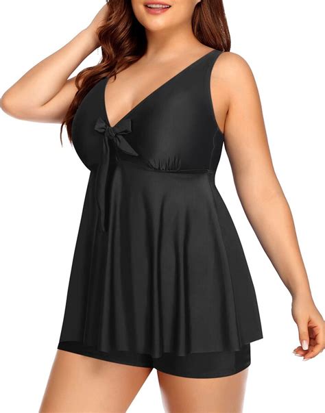 Yonique Plus Size Tankini Swimsuits For Women Flowy Bathing Suits With Shorts Piece V Neck
