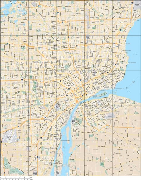 Detroit Mi Metro Area Vector Map In Adobe Illustrator Format