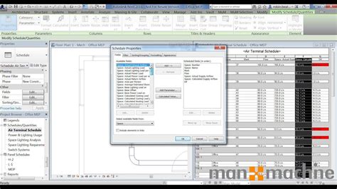 Autodesk Revit How To Add Space Information To Your Mep Schedules Youtube
