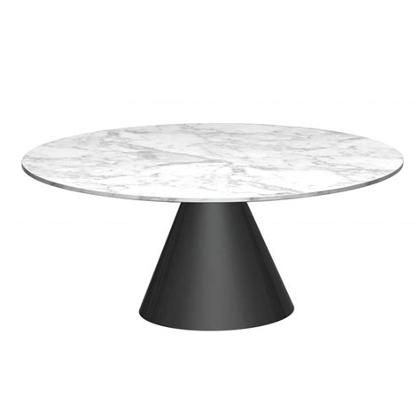 Small Round Marble Coffee Table With Conical Black Base Now At Fusion