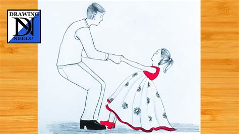 Fathers Day Drawing Father And Daughter Drawing Easy Step By Step