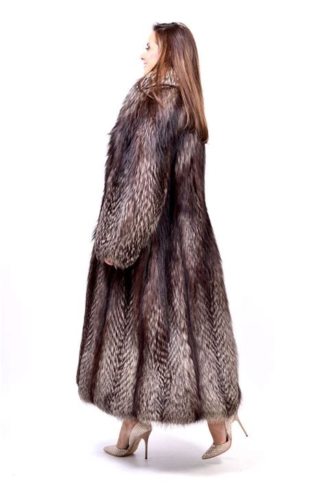 Long Silver Fox Fur Coat Fur Coat Fur Coats Women Fox Fur Coat