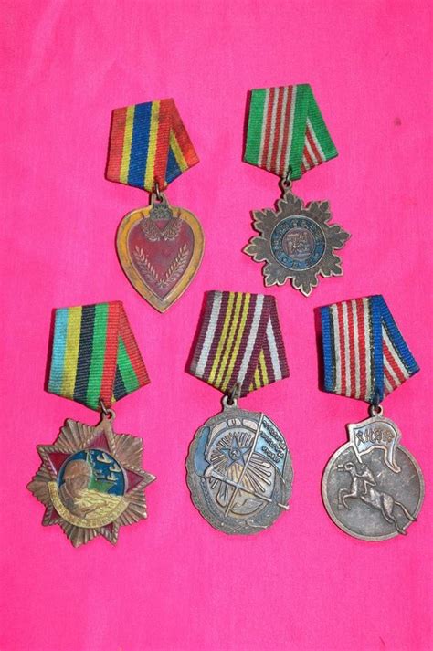 5pc Vintage China Chinese Military Cavalry Army United Award Memorial
