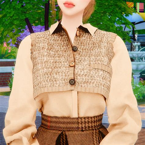 Short Knit Vest And Pleated Skirt At Rimings Sims 4 Updates