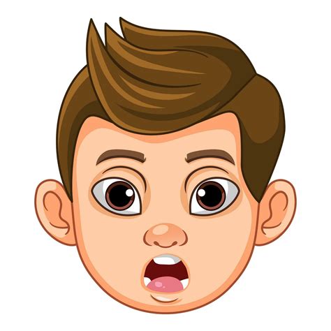 Vector Cute Cartoon Boy Face Expression Design With White Background