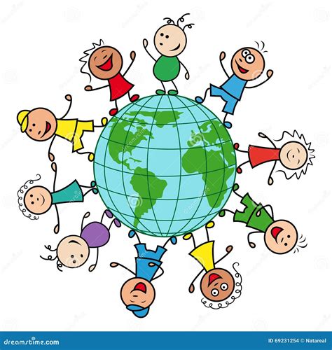 Happy People Around The Globe Stock Vector Illustration Of Child