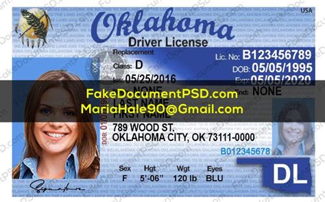 Oklahoma Drivers License Template Psd Fake Ok Id 2023
