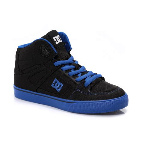 Dc Shoes Youth Kids Spartan High Top Black Blue Trainers Sneakers Shoes